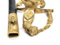 Bayern, Degen für Staatsbeamte. Ausführung mit gekröntem Monogramm " M " für König Maximilian II. (1848-1864) . Die Klinge beidseitig gebläut, leicht verputzt. Hersteller "R.Knecht in Solingen "