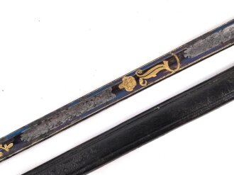 Bayern, Degen für Staatsbeamte. Ausführung mit gekröntem Monogramm " M "  . Die beidseitig gebläute Klinge allem Anschein nach älter, das Griffmonogramm bei Herrscherwechsel getauscht. Guter Gesamtzustand, die Scheide fehlt #1