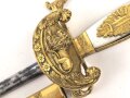 Bayern, Degen für Staatsbeamte. Ausführung mit gekröntem Monogramm " L "  . Die Klinge beidseitig gebläut, leicht verputzt. Lieferant Jos, Reif München. Guter Gesamtzustand