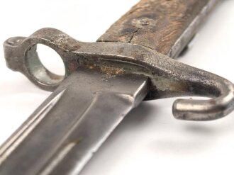 Österreich k.u.k., Seitengewehr Mannlicher Modell 1895 für Unteroffiziere. Im Koppelschuh. Auf der Griffschale Emblem " "der Heimat treu"
