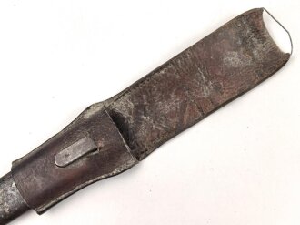 Österreich k.u.k., Seitengewehr Mannlicher Modell 1895 für Unteroffiziere. Im Koppelschuh. Auf der Griffschale Emblem " "der Heimat treu"