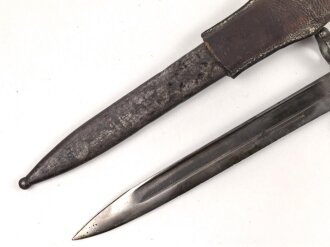 Österreich k.u.k., Seitengewehr Mannlicher Modell 1895 für Unteroffiziere. Im Koppelschuh. Auf der Griffschale Emblem " "der Heimat treu"