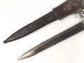 Österreich k.u.k., Seitengewehr Mannlicher Modell 1895 für Unteroffiziere. Im Koppelschuh. Auf der Griffschale Emblem " "der Heimat treu"