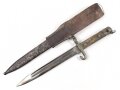 Österreich k.u.k., Seitengewehr Mannlicher Modell 1895 für Unteroffiziere. Im Koppelschuh. Auf der Griffschale Emblem " "der Heimat treu"