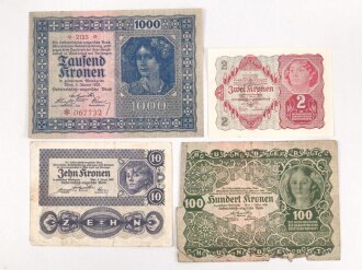 Österreich , vier Banknoten aus den 1920iger Jahren