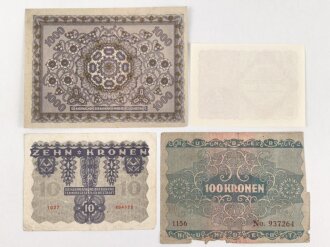 Österreich , vier Banknoten aus den 1920iger Jahren