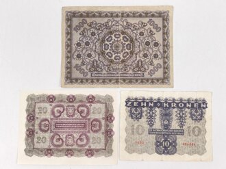 Österreich , drei Banknoten aus den 1920iger Jahren