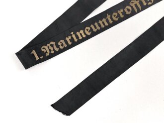 Kriegsmarine, Mützenband " 1.Marineunteroffizierlehrabteilung"  Länge knapp 150cm