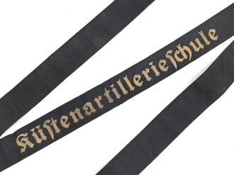 Kriegsmarine, Mützenband " Küstenartillerieschule" Länge 150cm