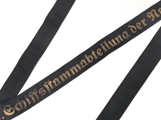 Kriegsmarine, Mützenband " 1.Schiffsstammabteilung der Nordsee" Länge 118cm