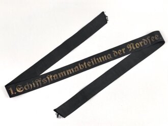 Kriegsmarine, Mützenband " 1.Schiffsstammabteilung der Nordsee" Länge 118cm