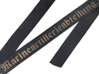 Kriegsmarine, Mützenband " 2.Marineartillerieabteilung " Länge 101cm