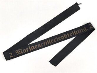 Kriegsmarine, Mützenband " 2.Marineartillerieabteilung " Länge 101cm