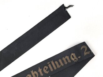 Kriegsmarine, Mützenband " 2.Marineartillerieabteilung " Länge 101cm