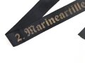 Kriegsmarine, Mützenband " 2.Marineartillerieabteilung " Länge 101cm