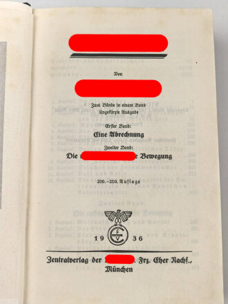 Adolf Hitler "Mein Kampf", blaue Ganzleinenausgabe von 1936,  überreicht zum Gautag 1937