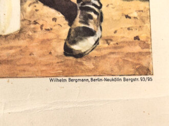 Gedenkblatt des Reichsarbeitsdienstes für einen Arbeitsmann der 1935 gedient hat, Maße 33,5 x 44 cm, stark geknickt