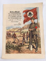 Gedenkblatt des Reichsarbeitsdienstes für einen Arbeitsmann der 1935 gedient hat, Maße 33,5 x 44 cm, stark geknickt