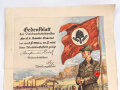 Gedenkblatt des Reichsarbeitsdienstes für einen Arbeitsmann der 1935 gedient hat, Maße 33,5 x 44 cm, stark geknickt