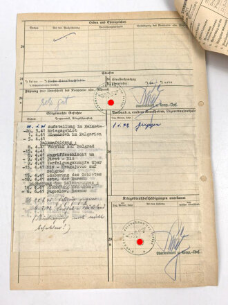 Stammrollenauszug eines Angehörigen der Wehrmacht . Gebirgsjäger Regiment 13