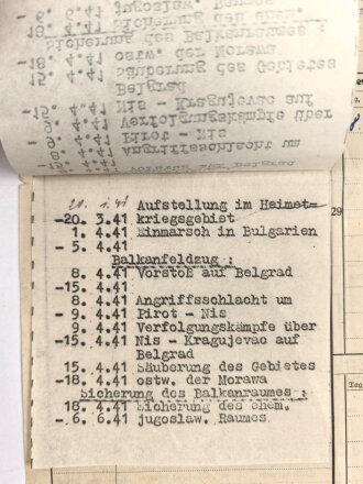 Stammrollenauszug eines Angehörigen der Wehrmacht . Gebirgsjäger Regiment 13