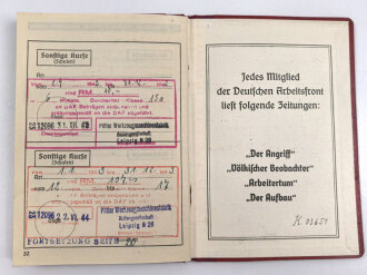 Die Deutsche Arbeitsfront, Mitgliedsbuch, ausgestellt 1935