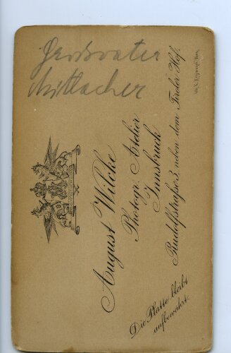 k.u.k. Österreich Ungarn, Hartkartonbild 6,5 x 10,5 cm eines Fotostudios aus Innsbruck