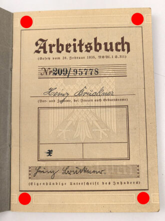 Deutsches Reich,  Arbeitsbuch eines Mitarbeiters der Adam...