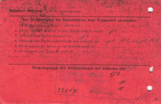 Urlaubsschein eines Unteroffiziers der 6. Kompanie des...