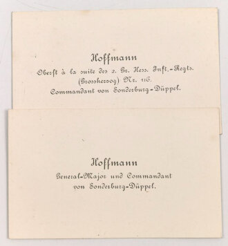 1. Weltkrieg zwei Visitenkarten eines General Majors und...