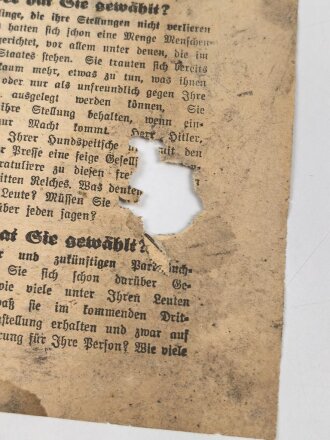 Flugblatt / Handzettel "Adolf Hitler erwache!"...
