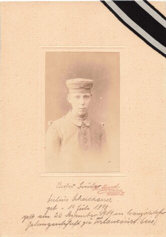 Nachlass eines  in französischer Gefangenschaft 1918 verstorbenen Angehörigen im Infanterie Regiment 461/5.