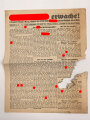 Flugblatt / Handzettel "Adolf Hitler erwache! "Sonderdruck aus Nr. 12 der deutschen Wochenzeitung "Der gerade Weg" in der Mitte gerissen