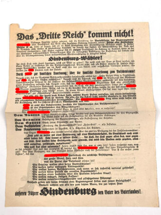 Das "Dritte Reich" kommt nicht! Flugblatt