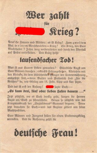Er braucht Kanonenfutter - wer zahlt für Hitlers Krieg? Flugblatt A5 vermutlich Großbritannien