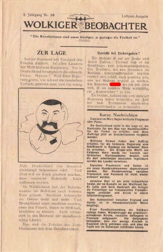 Wolkiger Beobachter 1. Jahrgang Nr. 10 Luftpost-Ausgabe, A5