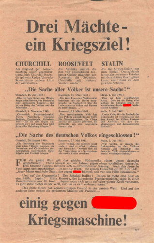 "Drei Mächte - ein Kriegsziel!" Flugblatt