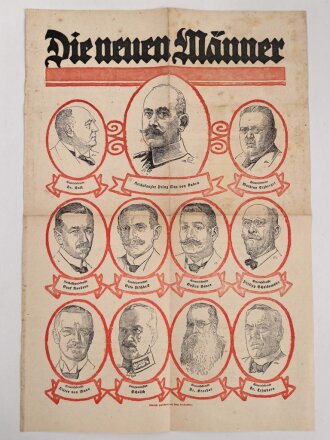 Flugblatt "Die neuen Männer" Reichskanzler Prinz Max von Baden 31 x 46 cm