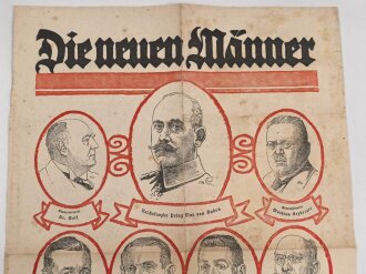 Flugblatt "Die neuen Männer" Reichskanzler Prinz Max von Baden 31 x 46 cm