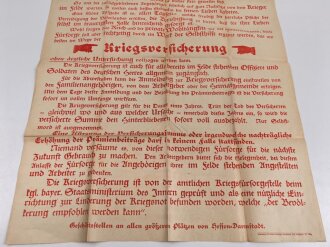 Flugblatt "Kriegsversicherung - Selbsthilfe in ernster Zeit" Österreichischer Phönix in Wien, 63 x 86 cm