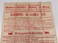 Flugblatt "Kriegsversicherung - Selbsthilfe in ernster Zeit" Österreichischer Phönix in Wien, 63 x 86 cm