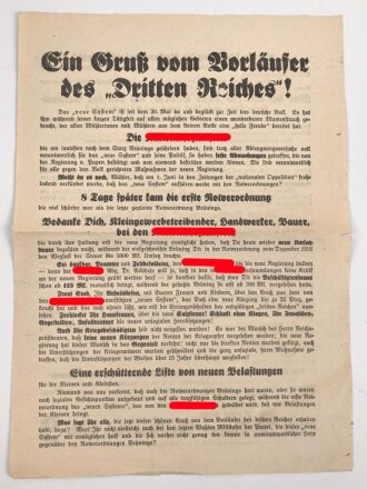 Flugblatt Volkspartei Liste 9 "Ein Gruß vom...