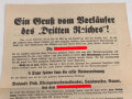 Flugblatt Volkspartei Liste 9 "Ein Gruß vom Vorläufer des Dritten Reiches"