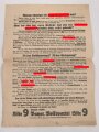 Flugblatt Volkspartei Liste 9 "Ein Gruß vom Vorläufer des Dritten Reiches"