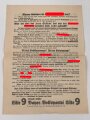 Flugblatt Volkspartei Liste 9 "Ein Gruß vom Vorläufer des Dritten Reiches"