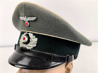 Heer, Schirmmütze für Mannschaften der Infanterie. Guter Gesamtzustand, Kopfgrösse gemessen 57
