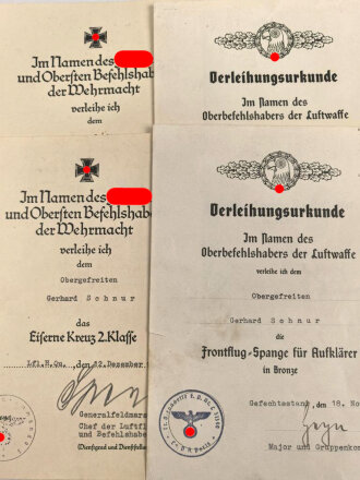 Luftwaffe, Gruppe Verleihungsurkunden für einen Aufklärer
