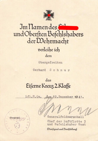 Luftwaffe, Gruppe Verleihungsurkunden für einen Aufklärer