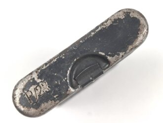 Reinigungsgerät 34 der Wehrmacht. Leerer Behälter, Hersteller "ab41" Luftwaffenblauer Originallack, auf der anderen Seite markiert " P/27"