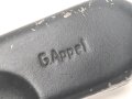 Reinigungsgerät 34 , Ausführung für die Ordnungspolizei mit zusätzlicher Halterung für eine 9mm Bürste. Leerer Behälter, Hersteller "G.Appel" Luftwaffenblauer Originallack.